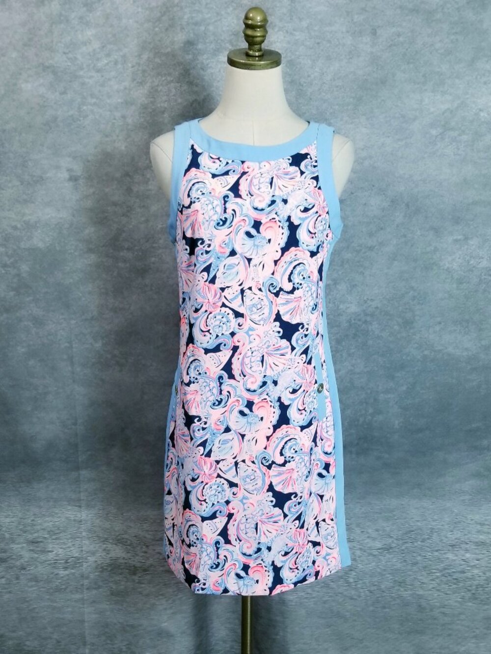 NWT Lilly Pulitzer Angie Sleeveless Shift Dress Size 2 High Tide Print Coastal